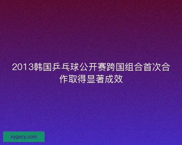 2013韩国乒乓球公开赛跨国组合首次合作取得显著成效