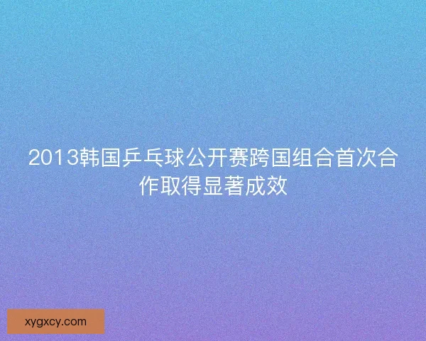 2013韩国乒乓球公开赛跨国组合首次合作取得显著成效