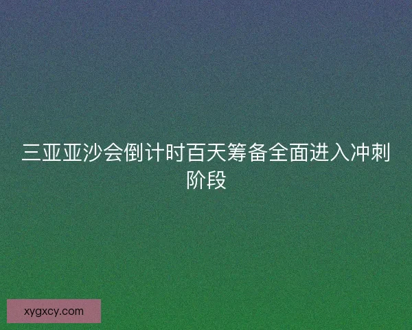三亚亚沙会倒计时百天筹备全面进入冲刺阶段